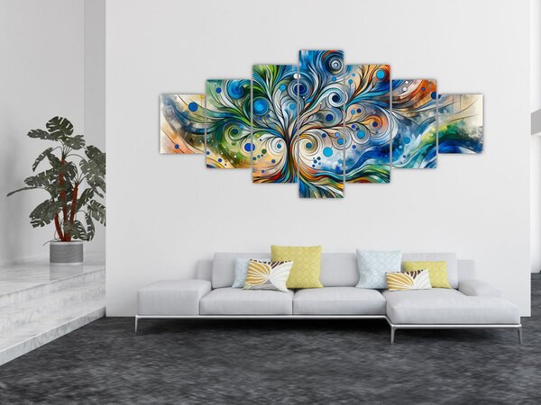 Obraz - Barevný energický strom (210x100 cm)