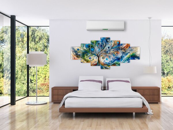 Obraz - Barevný energický strom (210x100 cm)