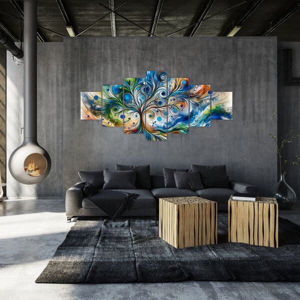 Obraz - Barevný energický strom (210x100 cm)