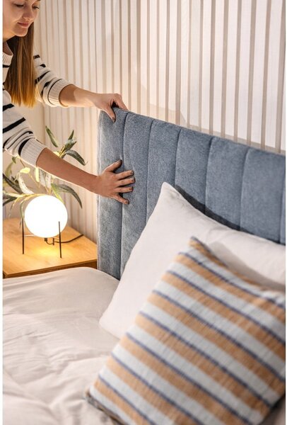 Modrá čalouněná dvoulůžková postel s úložným prostorem s roštem 160x200 cm Myra Slim Line – Bonami Selection