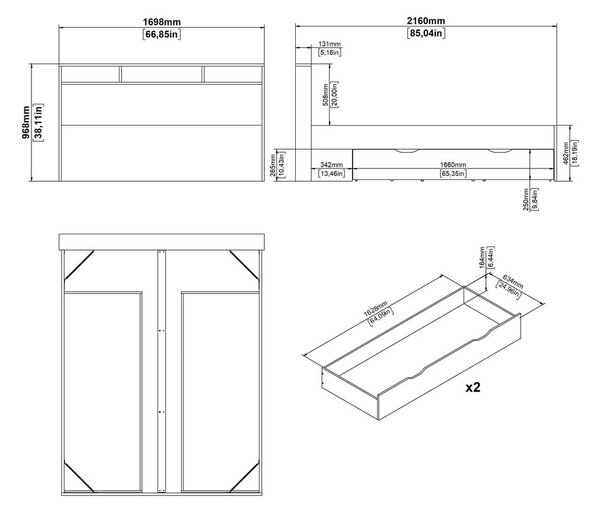 Dvoulůžková postel v dekoru dubu s úložným prostorem bez roštu 160x200 cm v přírodní barvě Ikast – Tvilum