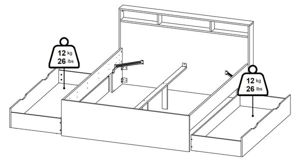 Dvoulůžková postel v dekoru dubu s úložným prostorem bez roštu 160x200 cm v přírodní barvě Ikast – Tvilum