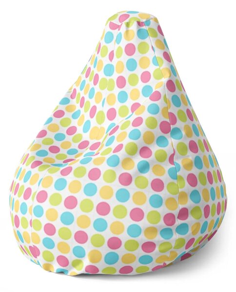 Sablio Sedací vak Pear Veselé barevné puntíky - 70 x 95 x 15 cm