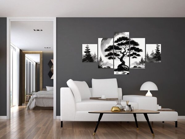 Obraz - Černobílá bonasi (125x70 cm)