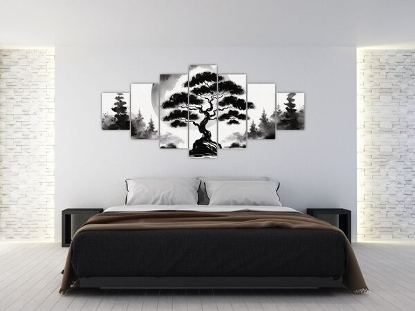 Obraz - Černobílá bonasi (210x100 cm)