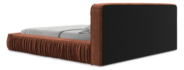 Čalouněná dvoulůžková postel v terakotové barvě s úložným prostorem s roštem 180x200 cm Keoni – Makamii