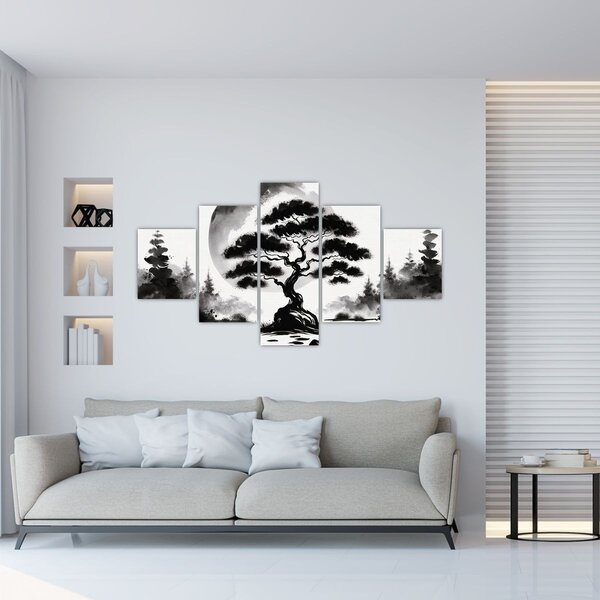 Obraz - Černobílá bonasi (125x70 cm)