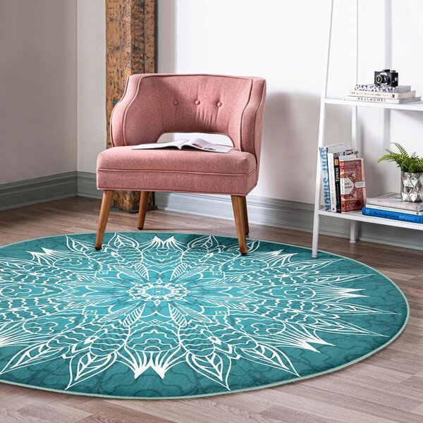 Tyrkysový pratelný kulatý koberec vhodný pro robotické vysavače ø 80 cm Comfort – Mila Home