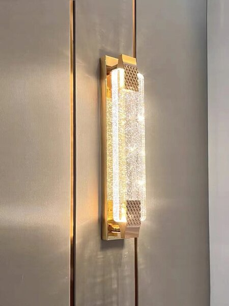 Abigail nástěnná lampa, svícen, křišťál s bublinkami, zlatá, 50 cm