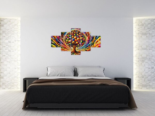 Obraz - Barevný strom s jablky (125x70 cm)