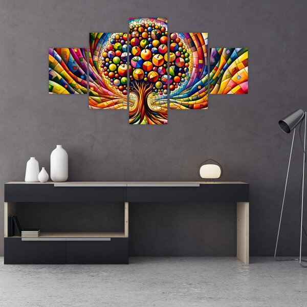 Obraz - Barevný strom s jablky (125x70 cm)