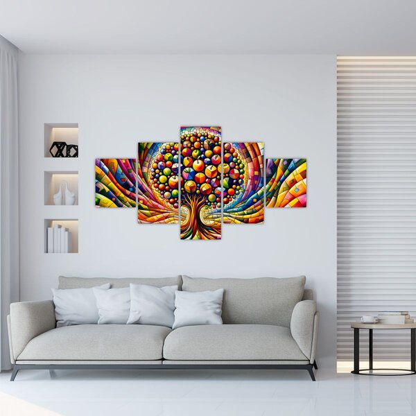 Obraz - Barevný strom s jablky (125x70 cm)
