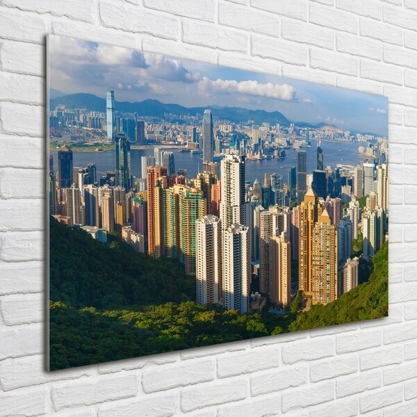 Foto obraz sklo tvrzené Hongkong panorama osh-90238708