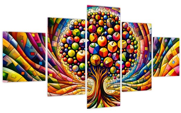 Obraz - Barevný strom s jablky (125x70 cm)