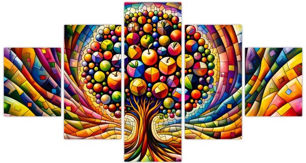 Obraz - Barevný strom s jablky (125x70 cm)