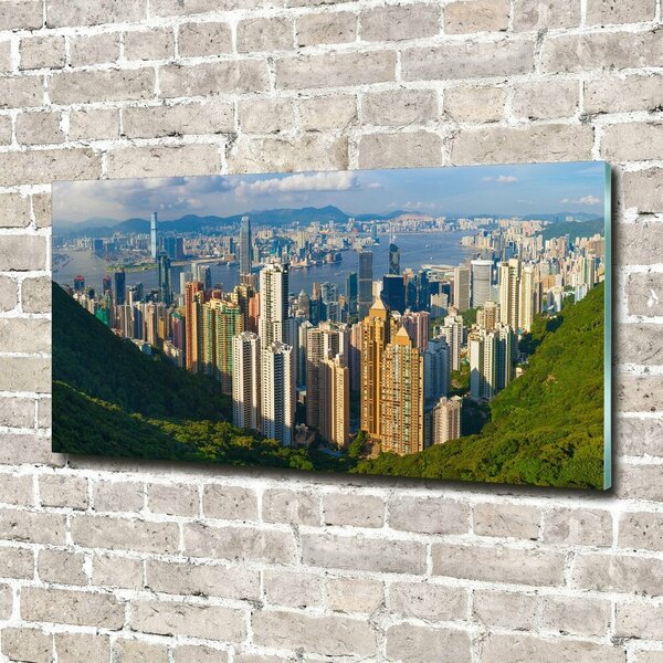 Foto obraz sklo tvrzené Hongkong panorama osh-90238708