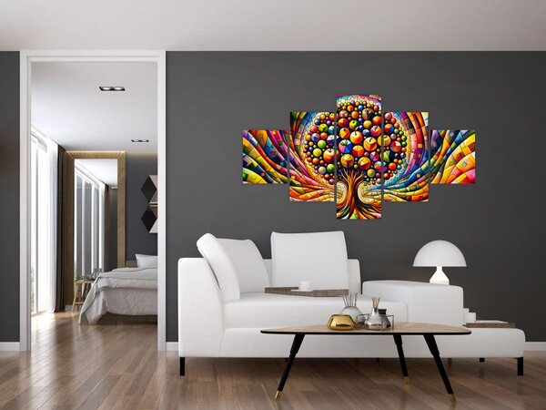 Obraz - Barevný strom s jablky (125x70 cm)