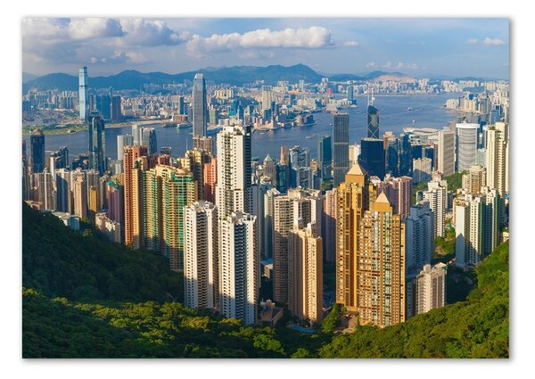 Foto obraz sklo tvrzené Hongkong panorama osh-90238708