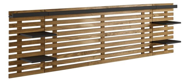 Černé/přírodní čelo postele z borovicového dřeva 240x62 cm Nidra – Marckeric