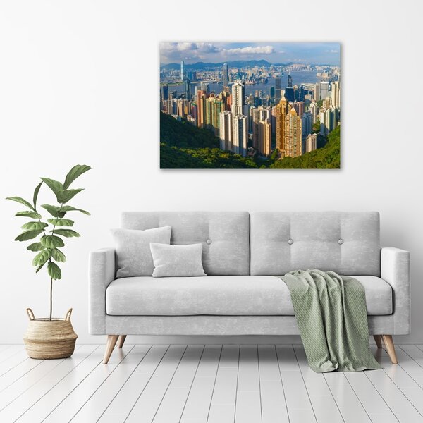 Foto obraz sklo tvrzené Hongkong panorama osh-90238708