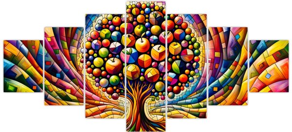 Obraz - Barevný strom s jablky (210x100 cm)