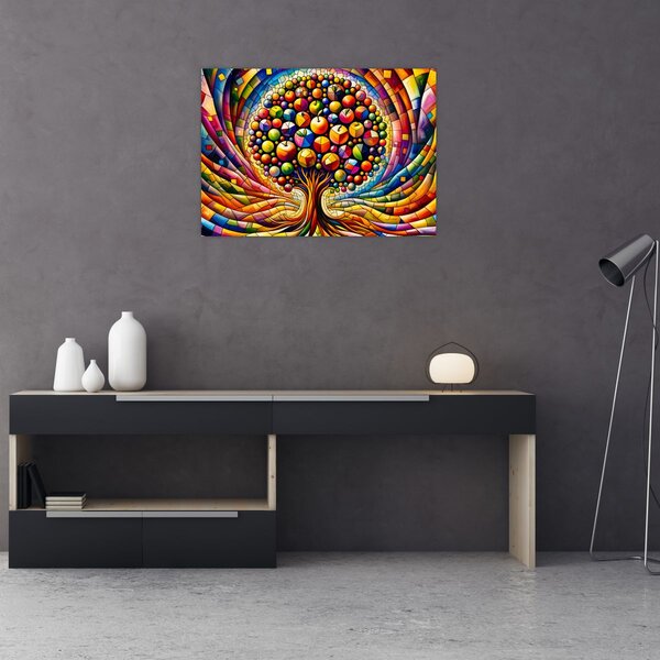 Obraz - Barevný strom s jablky (70x50 cm)