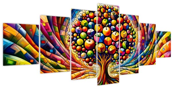Obraz - Barevný strom s jablky (210x100 cm)