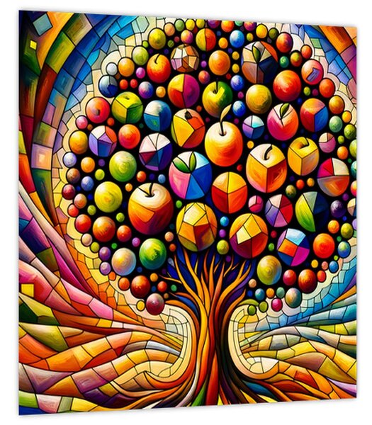 Obraz - Barevný strom s jablky (30x30 cm)