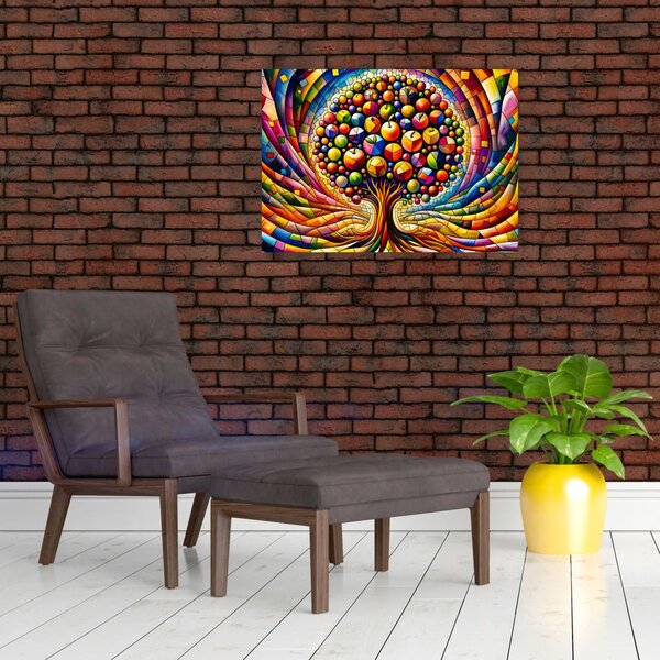 Obraz - Barevný strom s jablky (70x50 cm)