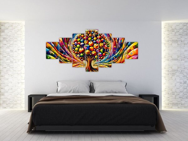 Obraz - Barevný strom s jablky (210x100 cm)
