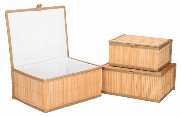 Bambusové úložné boxy 3ks SPRINGOS HA0153 světle hnědé