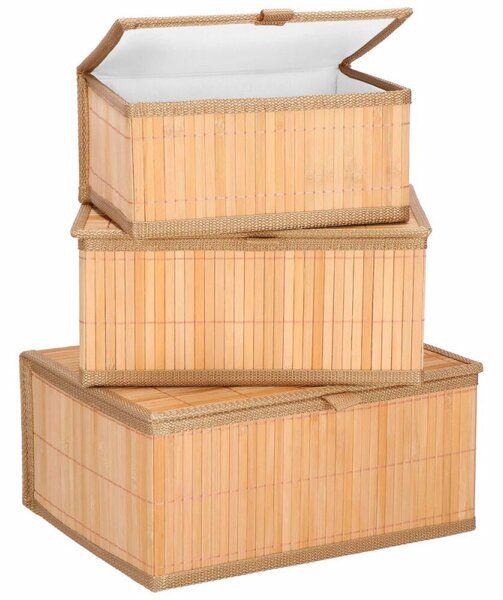 Bambusové úložné boxy 3ks SPRINGOS HA0153 světle hnědé