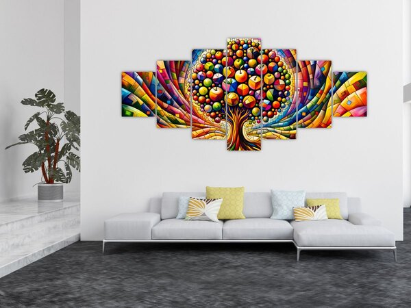 Obraz - Barevný strom s jablky (210x100 cm)