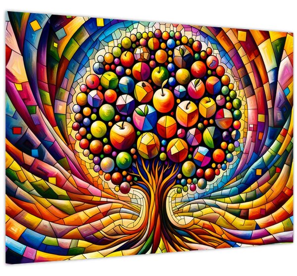 Obraz - Barevný strom s jablky (70x50 cm)