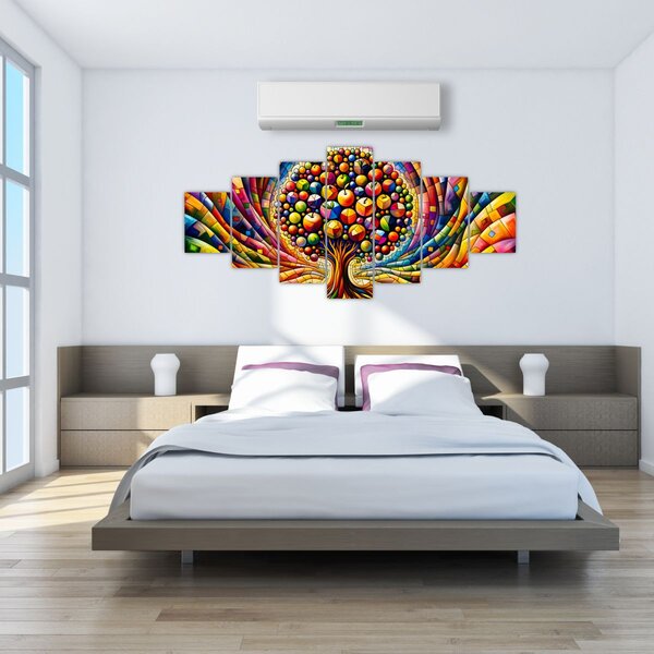Obraz - Barevný strom s jablky (210x100 cm)