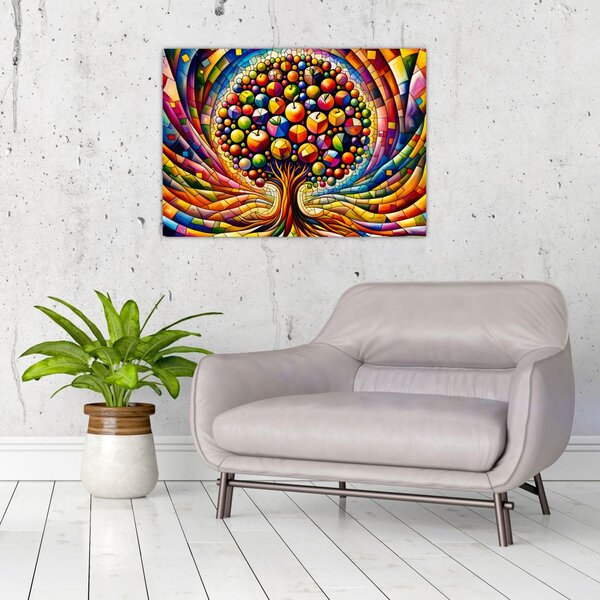 Obraz - Barevný strom s jablky (70x50 cm)
