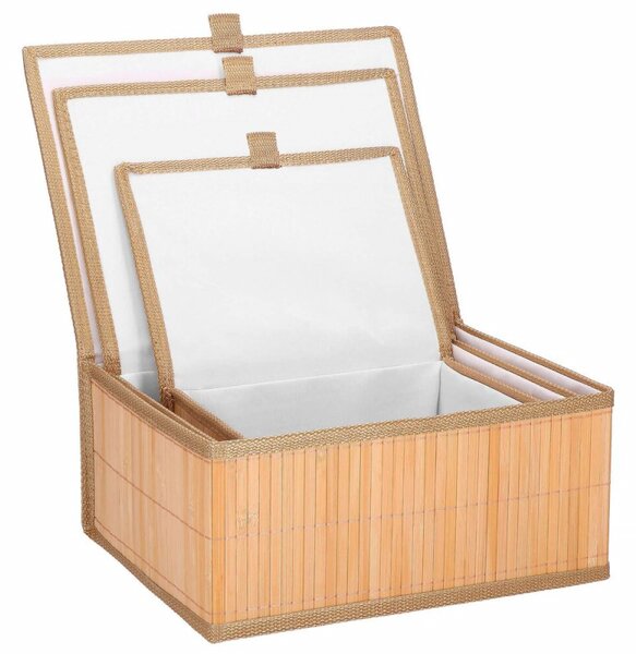 Bambusové úložné boxy 3ks SPRINGOS HA0153 světle hnědé