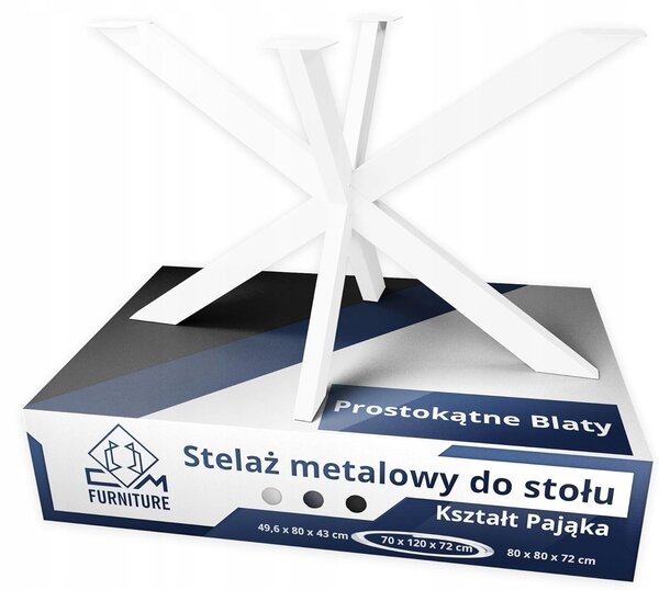 Kovová noha, rám pro stůl, psací stůl, desku – Pavouk, loft styl, bílá základna