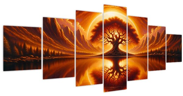 Obraz - Strom v krvavém slunci (210x100 cm)