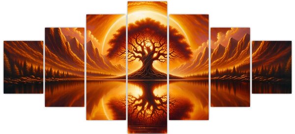 Obraz - Strom v krvavém slunci (210x100 cm)
