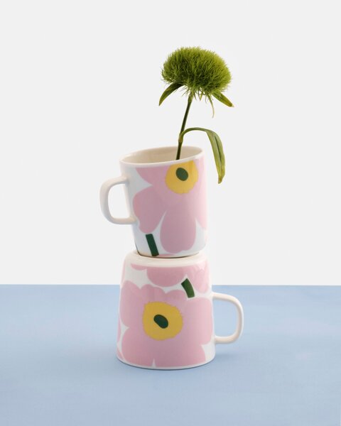 Marimekko Hrnek Oiva Unikko 0,25l, bílo-růžovo-žlutý