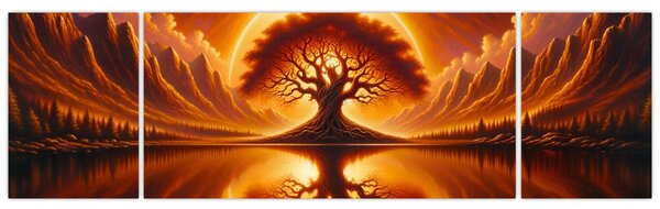 Obraz - Strom v krvavém slunci (170x50 cm)