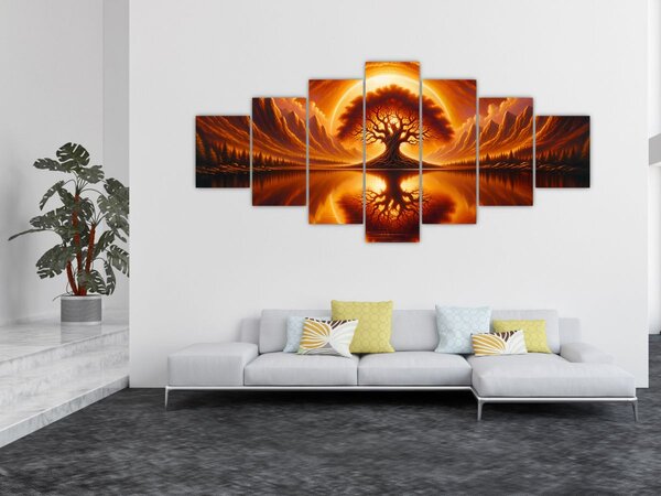 Obraz - Strom v krvavém slunci (210x100 cm)