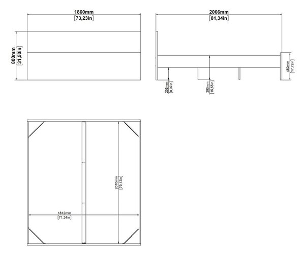 Dvoulůžková postel v dekoru dubu bez roštu 180x200 cm v přírodní barvě Naia – Tvilum