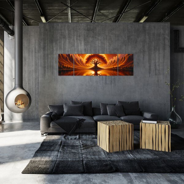 Obraz - Strom v krvavém slunci (170x50 cm)