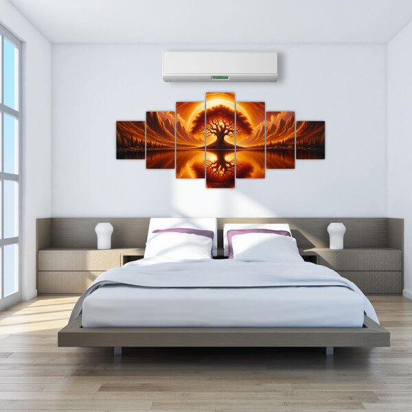 Obraz - Strom v krvavém slunci (210x100 cm)
