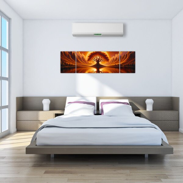 Obraz - Strom v krvavém slunci (170x50 cm)