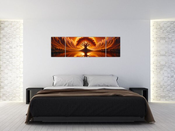 Obraz - Strom v krvavém slunci (170x50 cm)