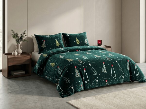 Mikroplyšové povlečení CHRISTMAS DRIFT zelené Rozměr povlečení: 70 x 90 cm | 140 x 200 cm