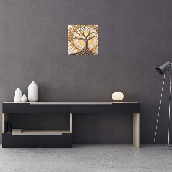 Obraz - Zlatý strom života v mozaice (30x30 cm)